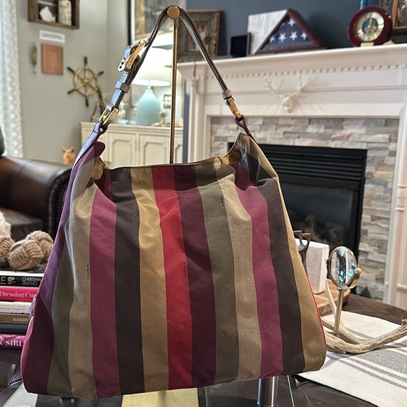 Authentic RARE Fendi Rainbow Pequin Large Hobo in BEAUTIFUL Vintage Condition! - Picture 2 of 16
